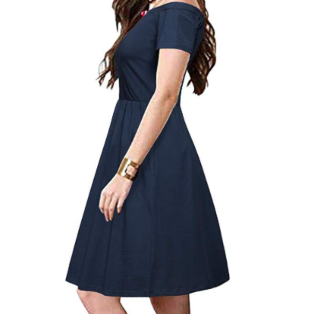 Off Shoulder Strapless Cocktail Dress Pocket - Picture 5 of 7